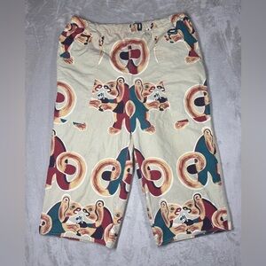 Rare HTF Michael Mike Vollbracht Sport Vintage Cream Cropped Animal Pants Medium